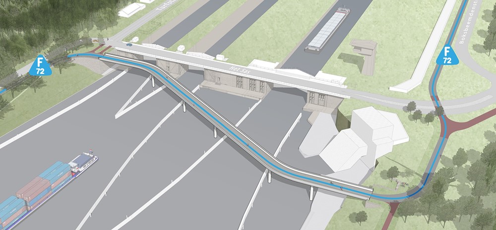 1199 Fietssnelweg Albertkanaalroute: Fietsbrug sluizencomplex Hasselt